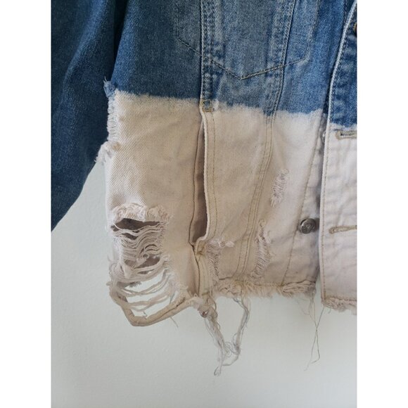 BBJ Los Angeles Womens Denim Trucker Jacket XL Bleached Distressed - Picture 2 of 9